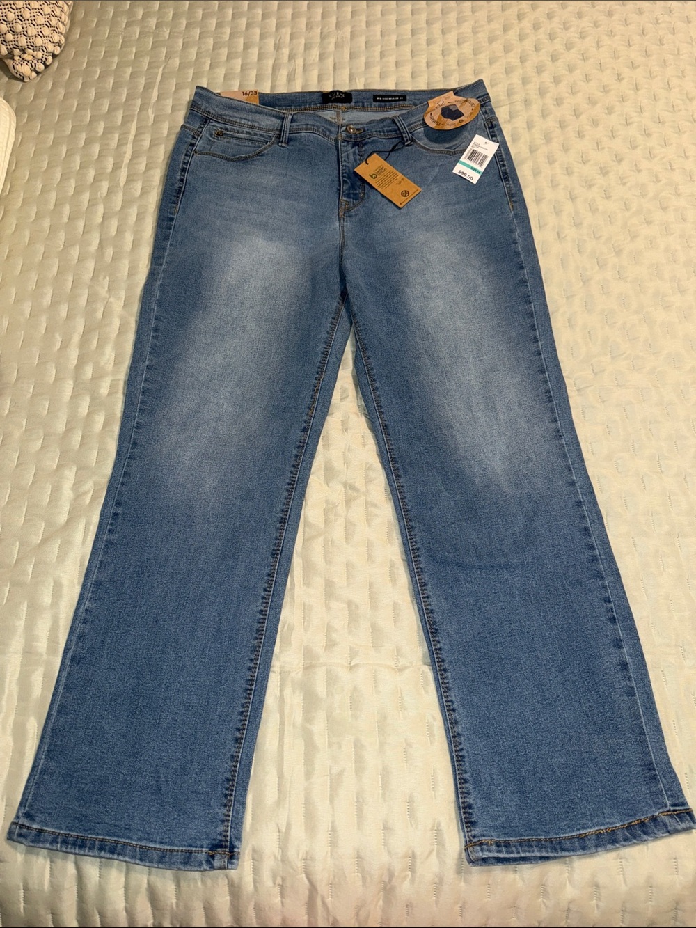 Curve Appeal Mid Rise Tummy Tucking Relax Fit Women's Jeans in Medium Blue